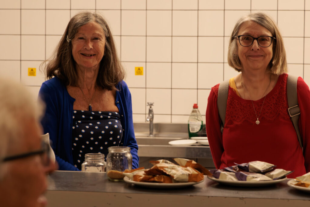 Sue and Lucy, providing tea and coffee