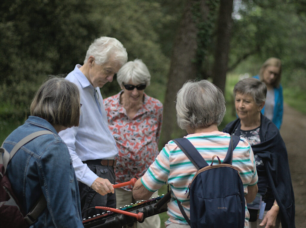 Playing the musical instruments along the route