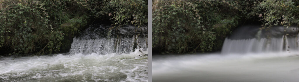 experimentation with neutral density filters at the spill way at Sadler's Mill Romsey